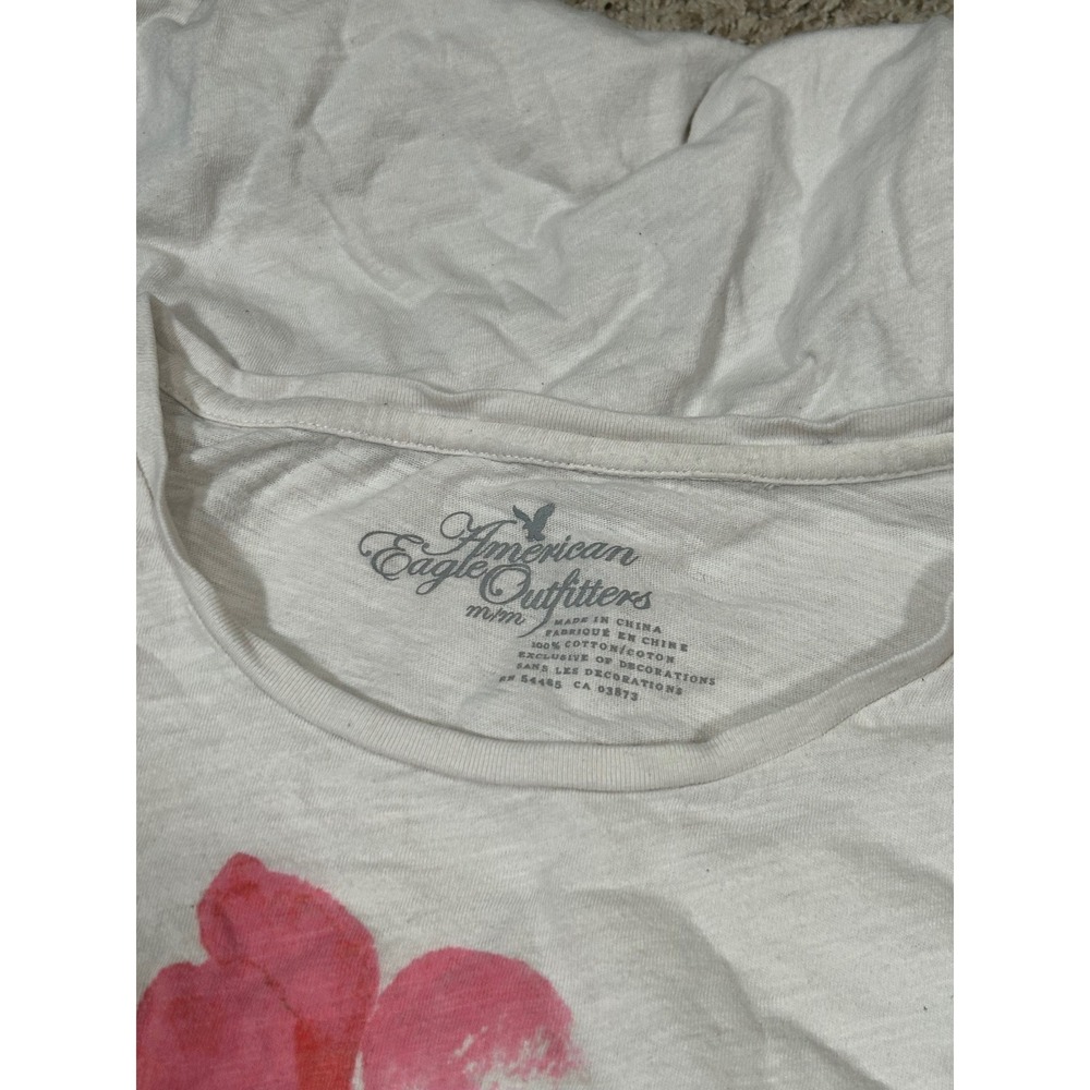 Y2K Vintage American Eagle Outfitters White Floral Graphic T-Shirt Baby Tee‎ M - Picture 4 of 7